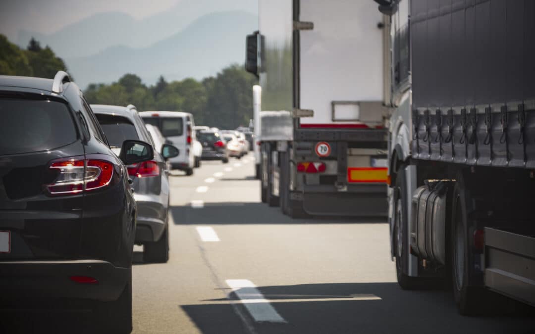 trucks in traffic